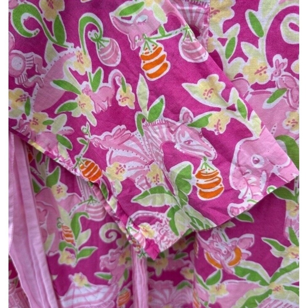 Lilly Pulitzer‎ Women's Pink Floral Cotton Dress Size Small Long Sleeve Cover Up - Picture 4 of 5